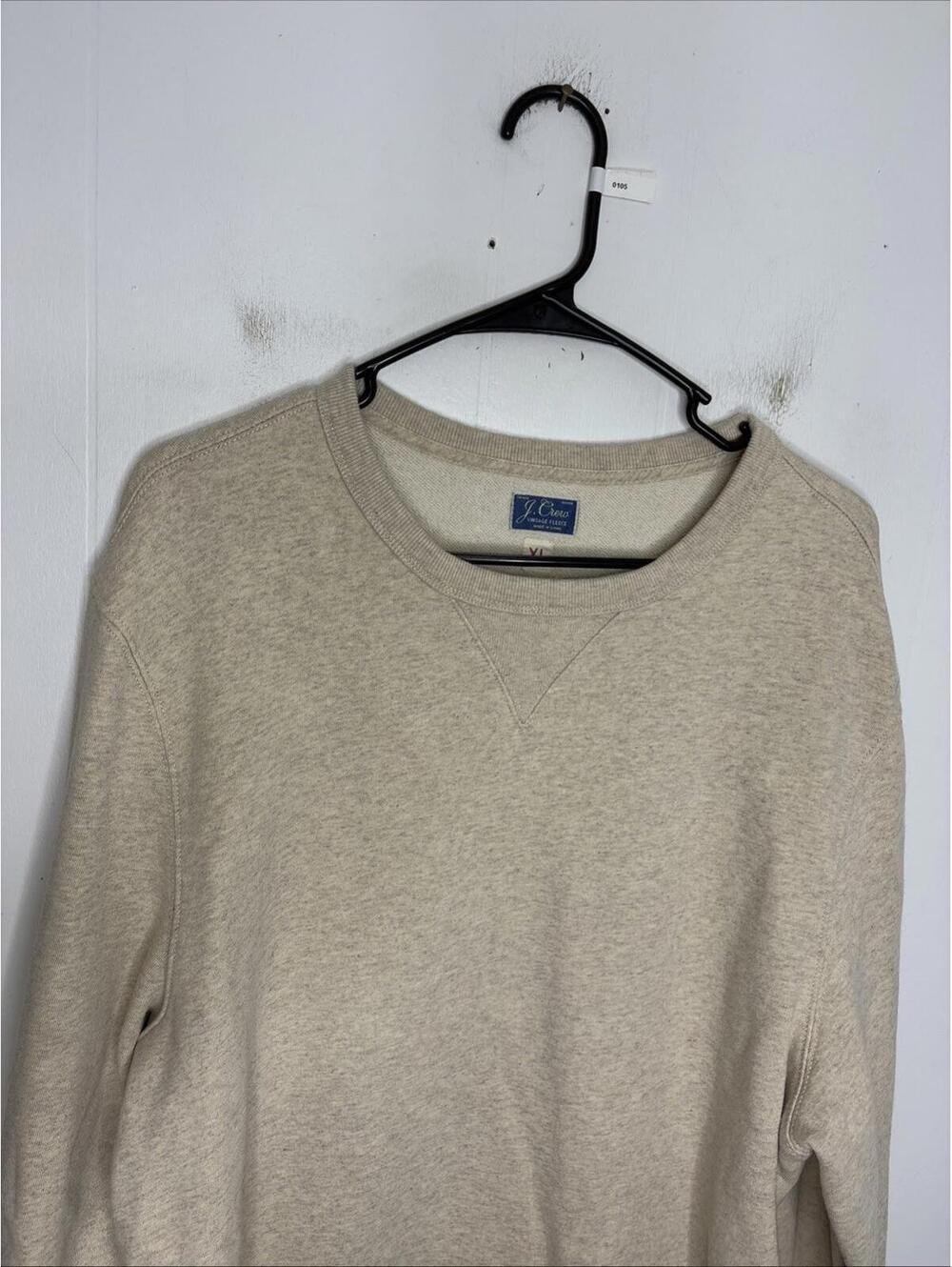 J Crew Sweater Mens Extra Large Vintage Fleece Cream Sweatshirt Casual Modern - Picture 7 of 8